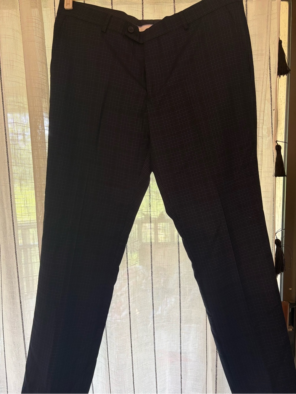 Tailored Men’s Dress Pants in Dark Navy Windowpane